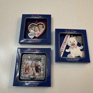 Lot of 3  Studio Design '2022 Dated' Christmas Ornaments Photo Frames NIB   3835